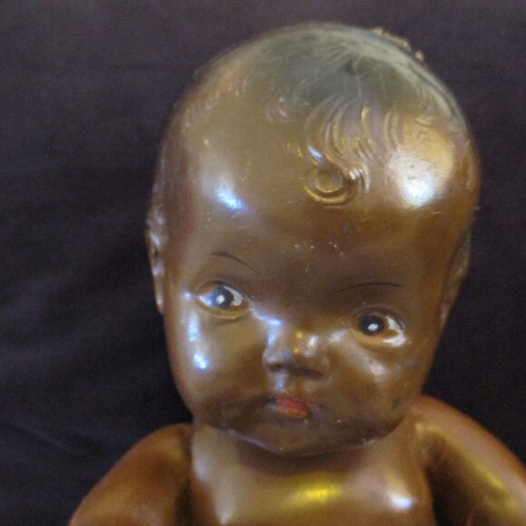 VTG 11" Black baby boy composition Doll, w/jointed limbs doll 1930's. TLC - Picture 4 of 11